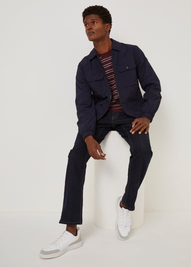 Burgundy Stripe Soft Touch Crew Neck Jumper