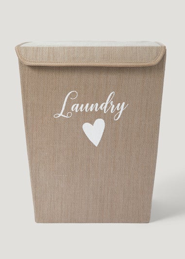 Beige Fabric Laundry Basket (50cm x 40cm x 29cm)