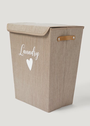 Beige Fabric Laundry Basket (50cm x 40cm x 29cm)