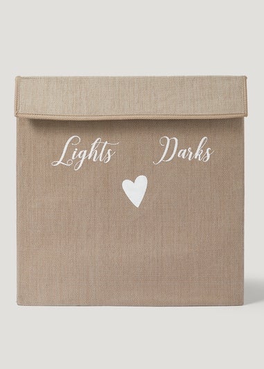 Beige Lights & Darks Section Laundry Basket (56cm x 55cm x 36cm)