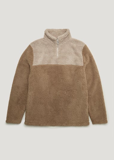 Stone 1/4 Zip Fleece Lounge Sweatshirt