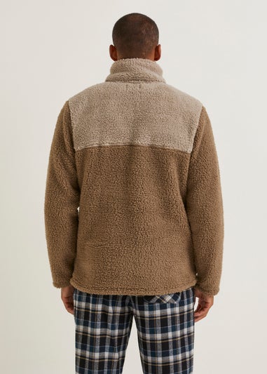 Stone 1/4 Zip Fleece Lounge Sweatshirt