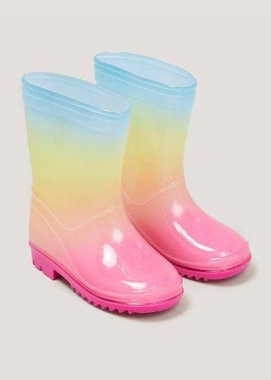 Girls Ombre Glitter Wellies Younger 4 12 Matalan