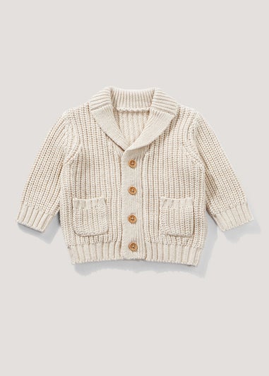 Baby Stone Fisherman Ribbed Cardigan (Newborn-23mths)