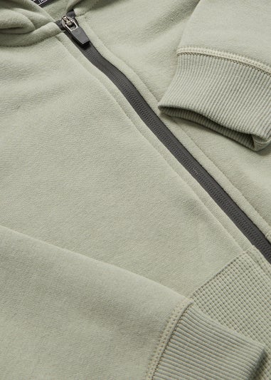 Boys Khaki Waffle Zip Up Hoodie (4-15yrs)