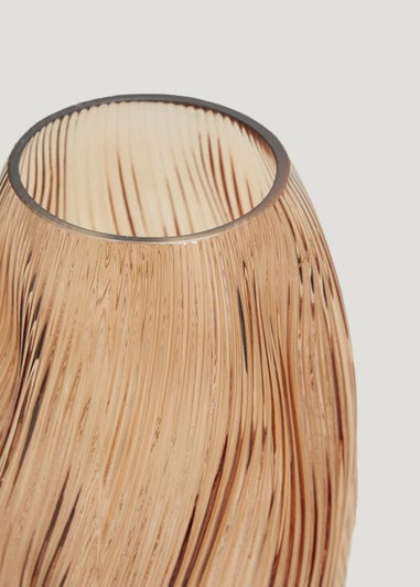 Amber Ripple Glass Vase (15cm x 15cm x 29cm)