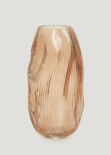 Amber Ripple Glass Vase (15cm x 15cm x 29cm)