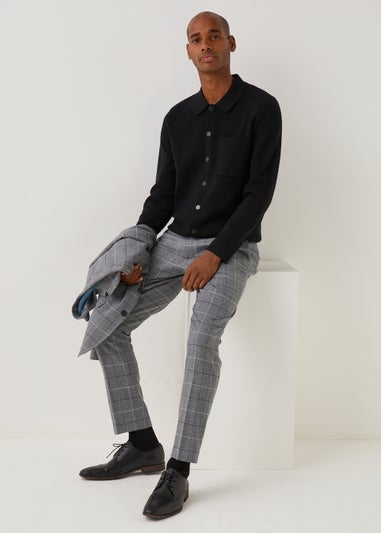 ASOS DESIGN wool mix skinny smart trousers in grey check | ASOS