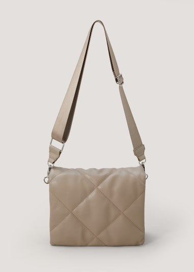 Taupe PU Quilted Handbag