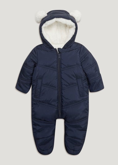 Baby Navy Chevron Quilted Snowsuit (Newborn-18mths)