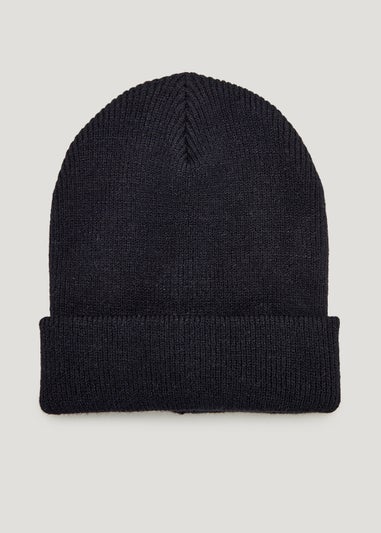 Black Ribbed Beanie Hat