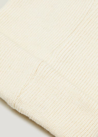 Ecru Ribbed Beanie Hat