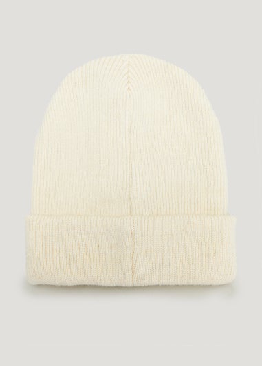 Ecru Ribbed Beanie Hat