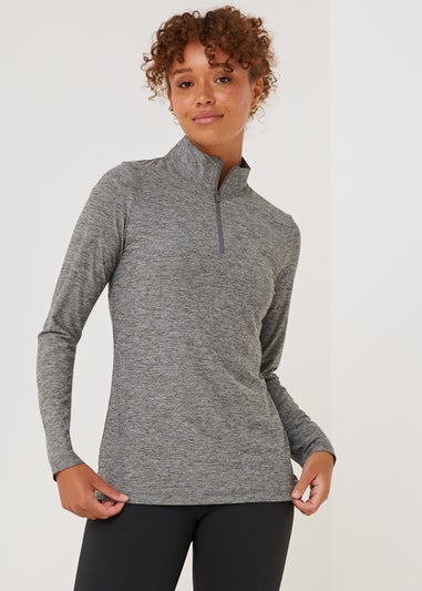 Souluxe Grey & Orange Half Zip Sports Sweatshirt - Matalan