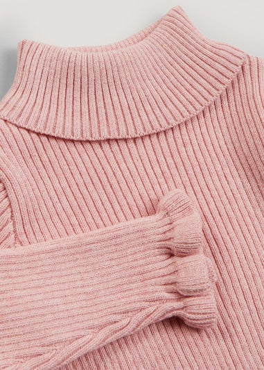 Girls Pink Roll Neck Jumper (9mths-6yrs)