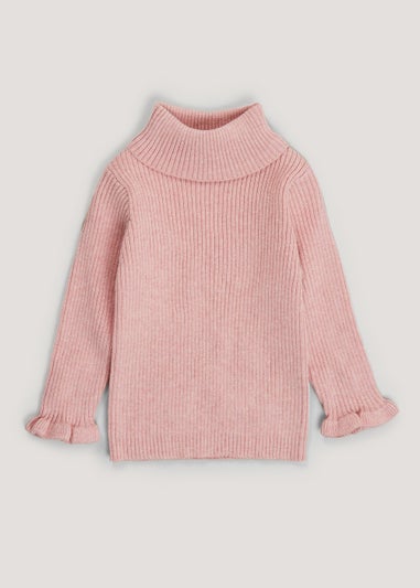 Girls Pink Roll Neck Jumper (9mths-6yrs)