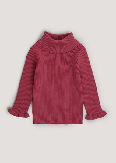 Girls Burgundy Roll Neck Jumper (9mths-6yrs)