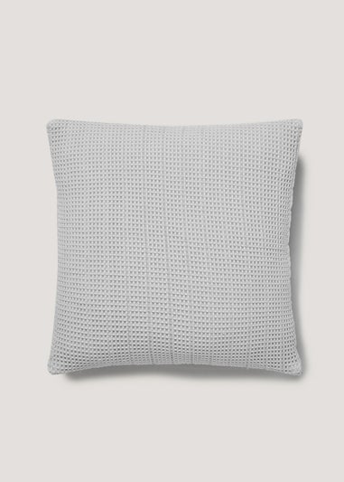 Grey Ribbed Waffle Cushion (55cm x 55cm)