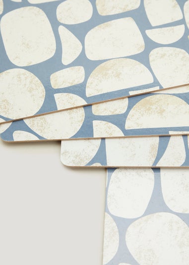 4 Pack Blue Pebble Cork Placemats