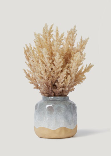 Dried Flowers in Grey Vase (35cm x 9cm)