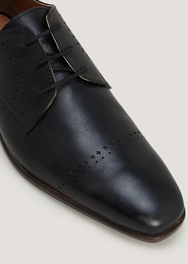 Black Leather Punch Derby Shoes