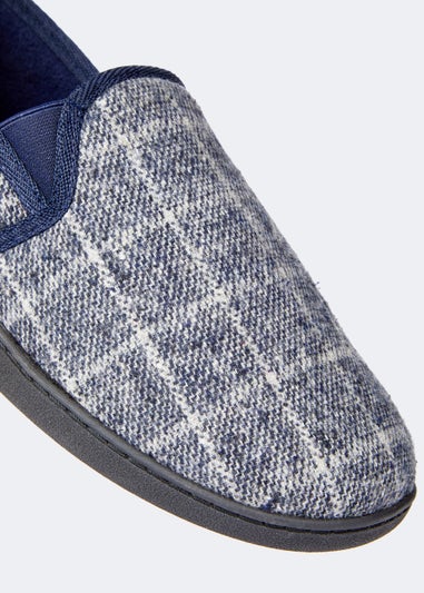 Navy Check Twin Gusset Slippers