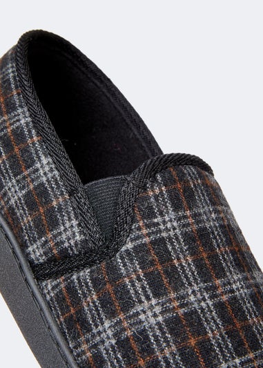 Black Check Twin Gusset Slippers