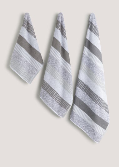 Grey Stripe 100% Cotton Towels