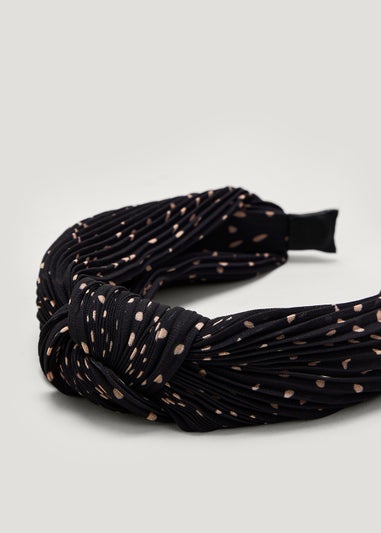 Black Polka Dot Knot Headband