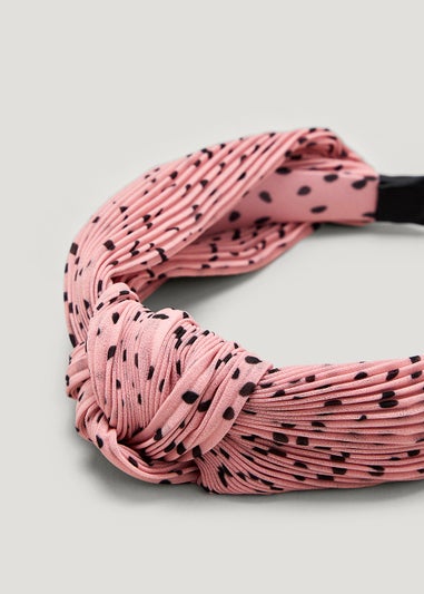 Pink Polka Dot Knot Headband