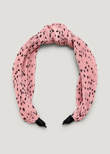 Pink Polka Dot Knot Headband