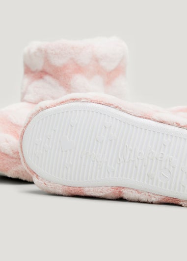 Girls Pink Heart Slipper Boots (Younger 4-12)