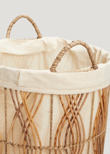 Natural Cane Open Weave Laundry Basket (37cm x 51cm)