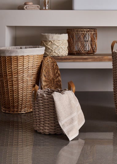 Natural Cane Open Weave Storage Basket (30cm x 25cm)