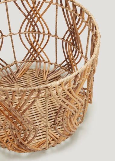 Natural Cane Open Weave Storage Basket (30cm x 25cm)