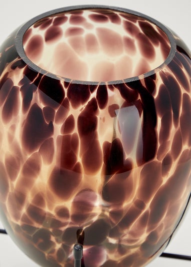 Brown Tortoiseshell Glass Candle Holder (18cm x 18cm x 27.5cm)