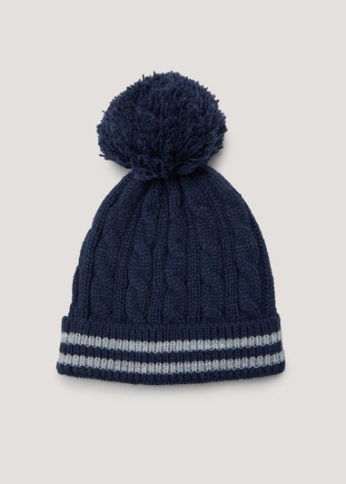 Navy Baby Bobble Hat (Newborn-24mths)