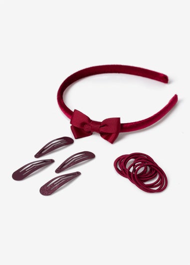 Girls Burgundy School Uniform Hair Bumper Pack