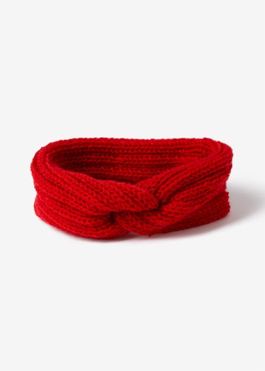 Girls Red School Uniform Knitted Bandeau Headband