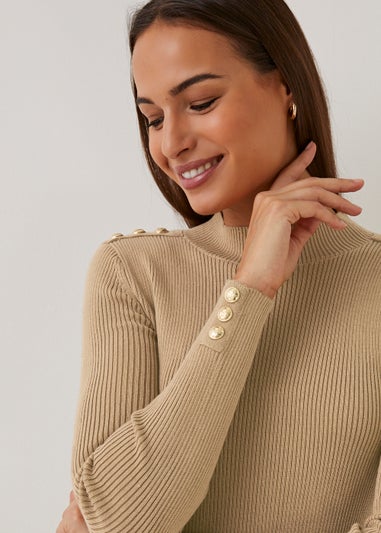 Et Vous Beige Button Midi Dress