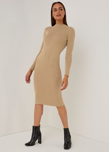 Et Vous Beige Button Midi Dress