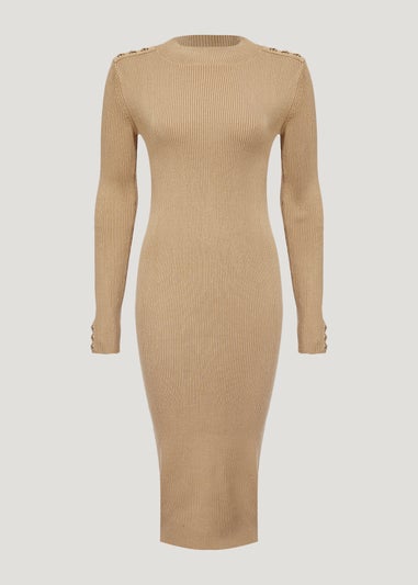 Et Vous Beige Button Midi Dress