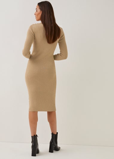 Et Vous Beige Button Midi Dress