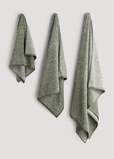 Green Marl 100% Cotton Towels