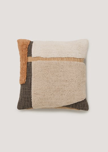 Natural Colour Block Tufted Cushion (43cm x 43cm)