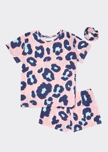 Leopard Print Short Pyjama & Scrunchie Set