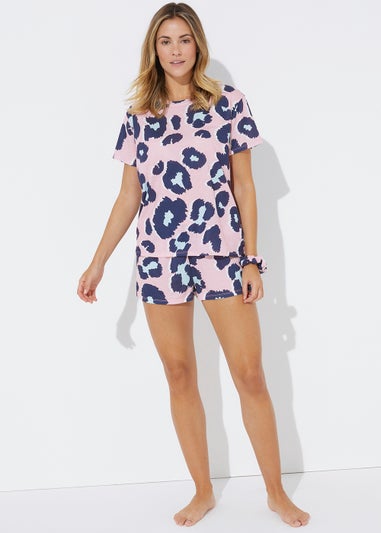 Leopard Print Short Pyjama & Scrunchie Set