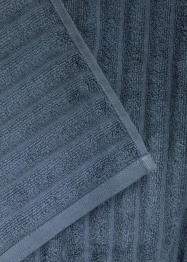 Blue 100% Cotton Ribbed Towels