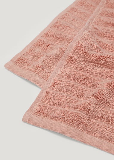 Pink 100% Cotton Ribbed Towels