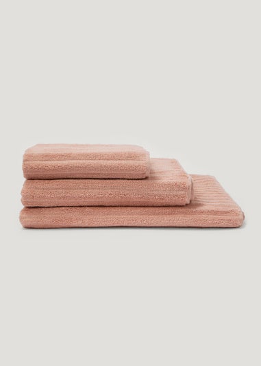 Pink 100% Cotton Ribbed Towels